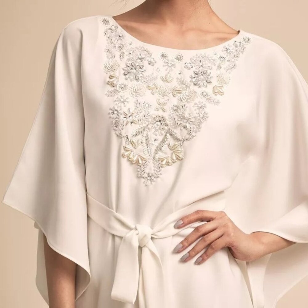 Anthropologie x BHLDN Aidan Mattox Riviera Kaftan Embellished Mini Dress Size 6